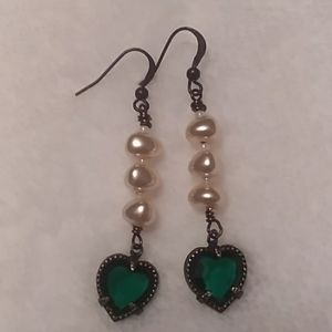 Green Heart Shape Swarovski Earrings